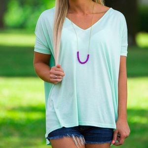 SHORT SLEEVE V-NECK PIKO TOP (mint)